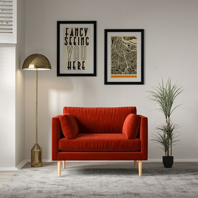 Gabriela Modern Velvet Snuggle Chair with Light Wood Legs & Feather Fillings SO'HOME