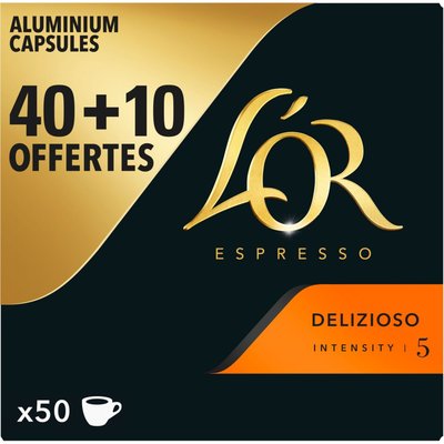 Capsules Espresso DELIZIOSO x40 + 10 offertes L'OR