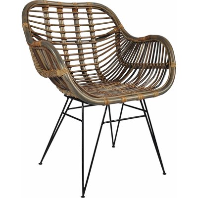 Fauteuil design en métal et rotin  naturel RECOLLECTION