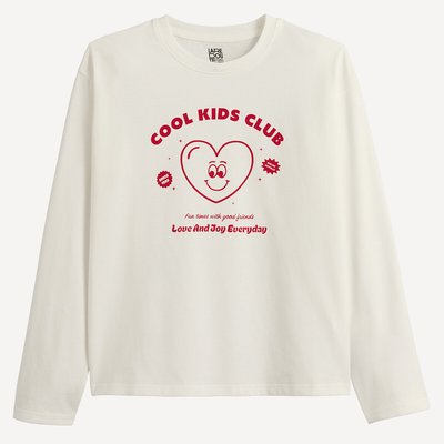 T-shirt col rond, à manches longues, imprimé coeur et message LA REDOUTE COLLECTIONS