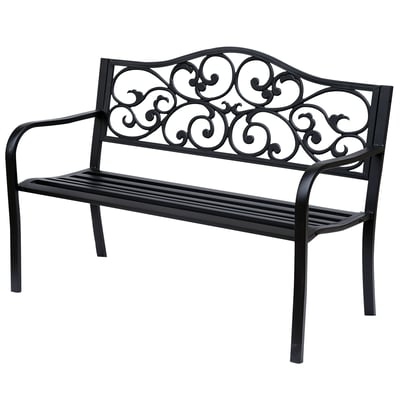 Banc de jardin Métal Noir OUTSUNNY