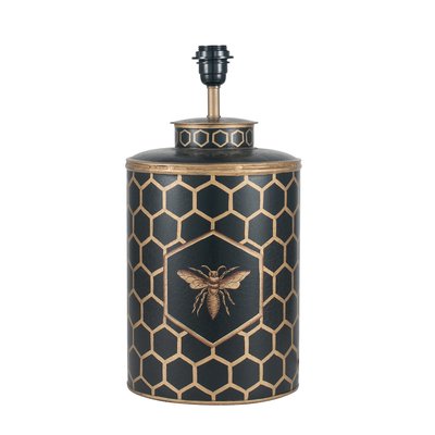 Hand painted Iron Black Honeycomb and Bee Motif Table Lamp Base SO'HOME