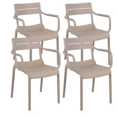 Lot de 4 chaises de terrasse avec accoudoirs en plastique, PANAME OVIALA