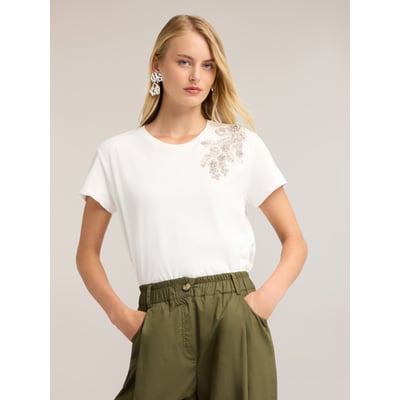 T-shirt avec application florale de cristaux et perles MOTIVI