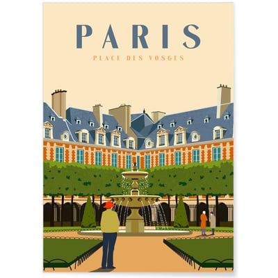 Affiche ville Paris - Place des Vosges L'AFFICHERIE