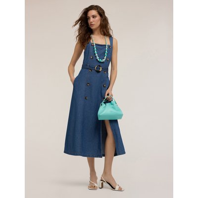 Robe en denim de coton et de lyocell mélangés, délavage bleu moyen MOTIVI
