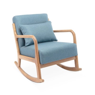 Rocking chair scandinave bois d'hévéa et tissu LORENS SWEEEK