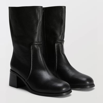Bottes à talon en cuir MONOPRIX