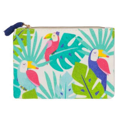 Porte-monnaie en coton imprimé toucans DRAEGER PARIS