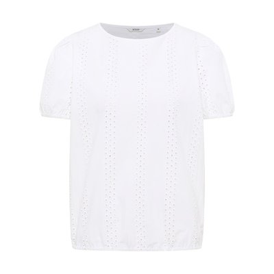 Blouse FEMME Mustang Assaria coton avec manches courtes et col rond blanche MUSTANG