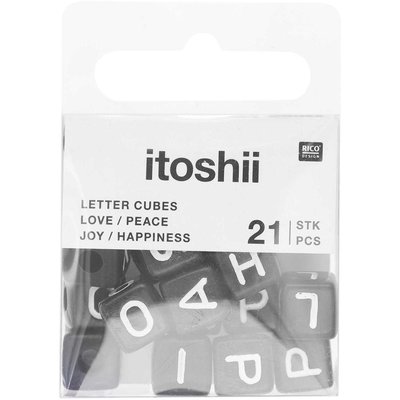Itoshii pack 21 perles ponii noires love peace happiness joy RICO DESIGN