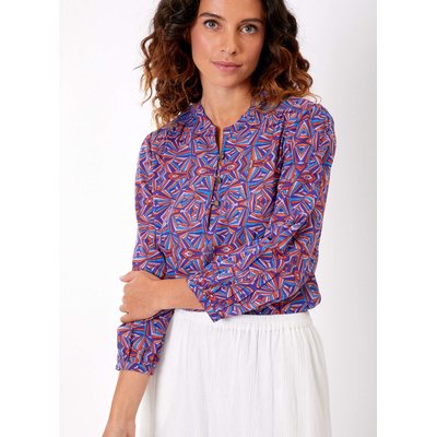 Blouse voile de coton bio imprimée col tunisien RENATA LA FIANCÉE
