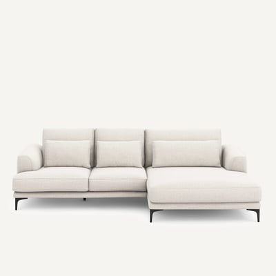 Canapé d'angle, méridienne XL droit, en toile jaspée, MARSILE AM.PM