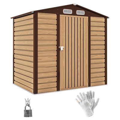Abri de jardin Acier galvanisé Chêne OUTSUNNY
