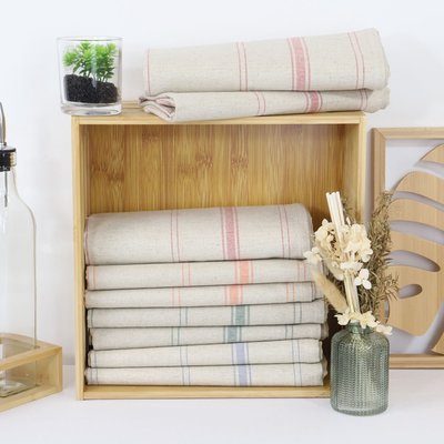 Lot de 12 torchons métis lin coton naturel BRASSERIE LINANDELLE