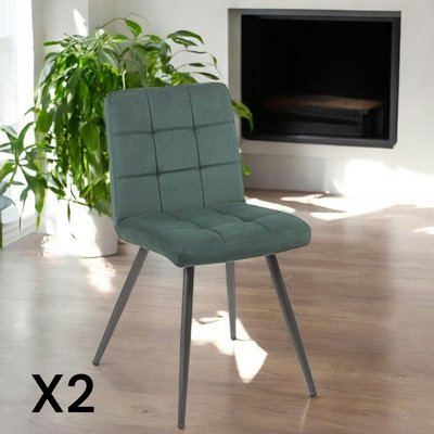 Chaise de salle à manger en velours capitonné bleu style contemporain MALMOE (lot de 2) PIER IMPORT