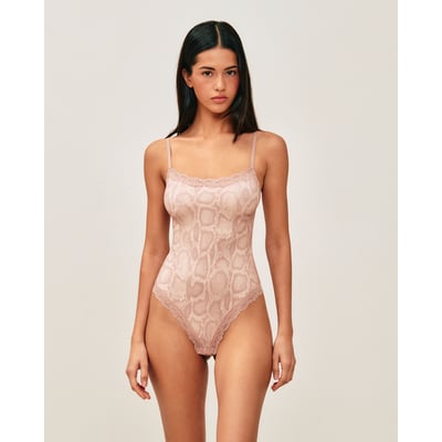 Body en microfibre et dentelle imprimé serpent NEW SOFTIZ UNDIZ