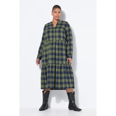 Robe midi à carreaux en flanelle. Manches STUDIO UNTOLD