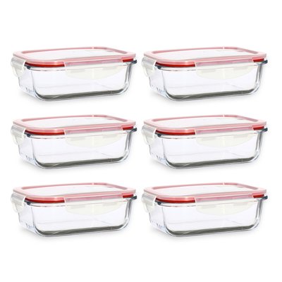 Lot de 6 boîtes hermétiques en verre 630ml, CLÉMENTINE MENASTYL