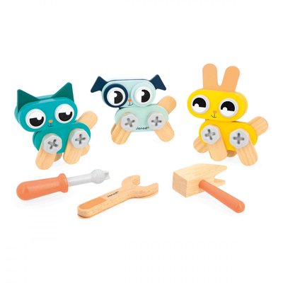Jeu De Construction En Bois, 3 Animaux À Bricoler JANOD