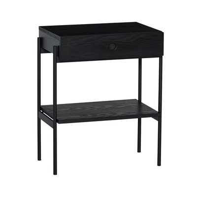 Table de chevet en placage de frêne et fer NOIR HUBSCH