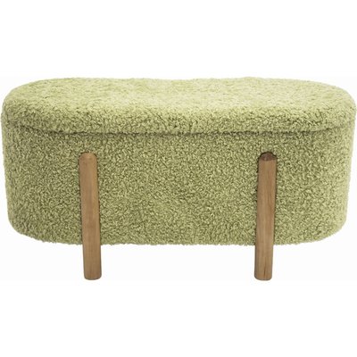 Banc coffre  en tissu bouclette avec pieds bois naturel RECOLLECTION