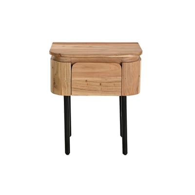 Table de chevet en bois massif et métal noir avec tiroir NAPOLI MILIBOO