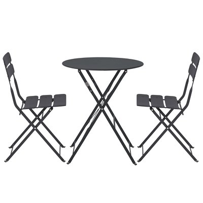 Table de jardin rabattable Et 2 chaises pliantes en métal, ANNECY OVIALA