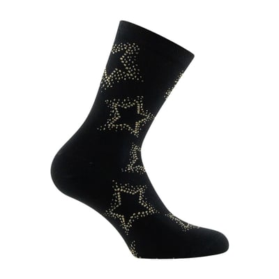 Mi-chaussettes femme fantaisie all over étoiles coton majoritaire KINDY