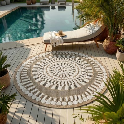 Tapis rond extérieur intérieur aspect jute à relief JUTE RELIEF INDIAN THE DECO FACTORY