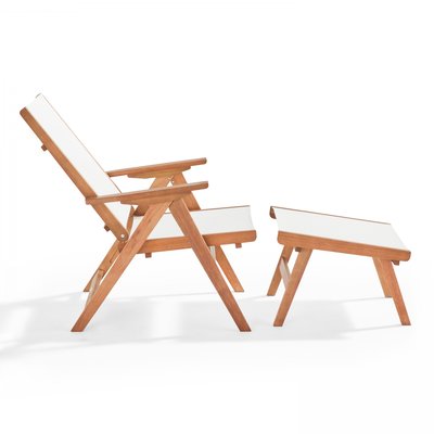 Fauteuil relax en bois eucalyptus et repose pied, SISCO OVIALA