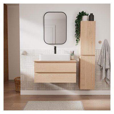 Ensemble meuble simple vasque 80 cm + vasque + robinet + miroir + colonne SORRENTO MOB IN