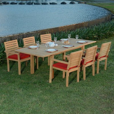 Salon de jardin teck massif Caserte, 6 places TECK ATTITUDE