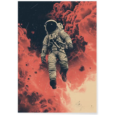 Affiche Astronaute et Nuages Cosmiques L'AFFICHERIE
