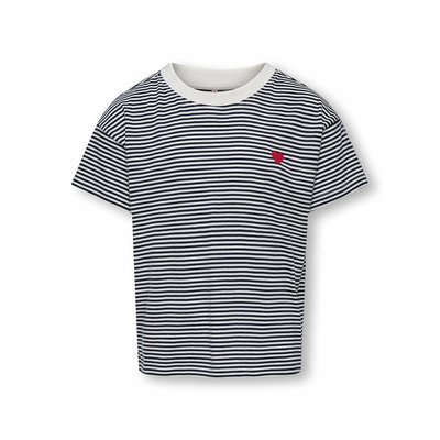 T-shirt a maniche corte a righe con cuore sul petto KIDS ONLY