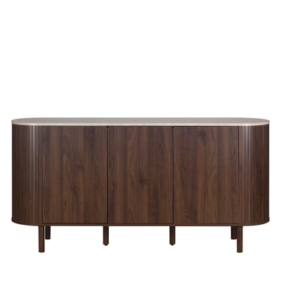 Buffet 3 portes en bois effet  travertin L 160 cm- ALMA DRAWER