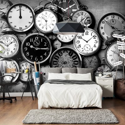 Papier peint intissé panoramique Vintage et Retro Retro Clocks EDEN