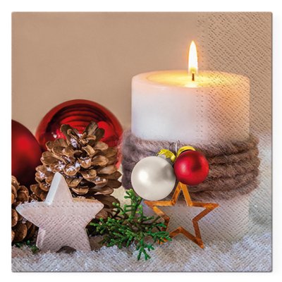 Lot de 20 serviettes en papier Bougie de Noel DOUCEUR D'INTÉRIEUR