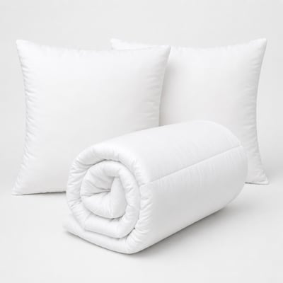 Lot couette chaude premium anti-acariens + 2 oreillers respirants - QABANE HOME MAISON