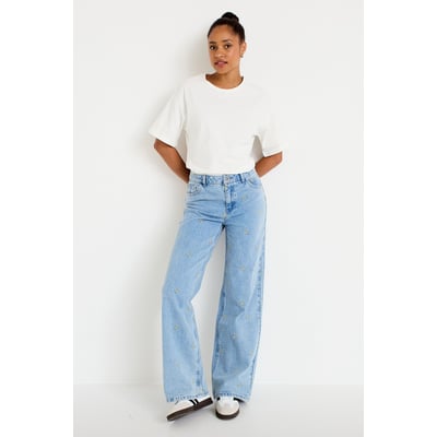 Jean wide leg taille haute brodé CACHE CACHE