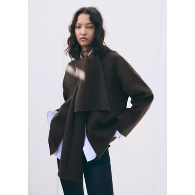Manteau maille écharpe amovible MANGO