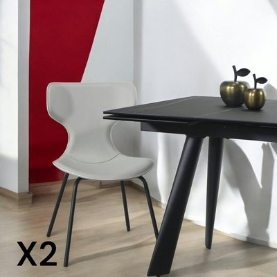 Chaise beige avec dossier en T, revêtement nettoyable (lot de 2) LOMBARDIE PIER IMPORT