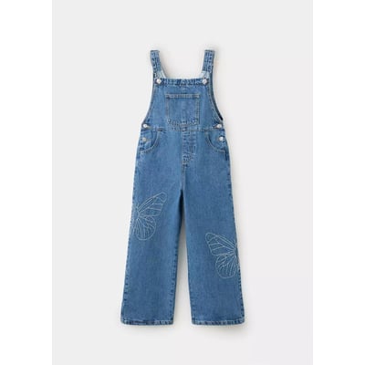 Salopette en jean brodée de papillons MANGO KIDS