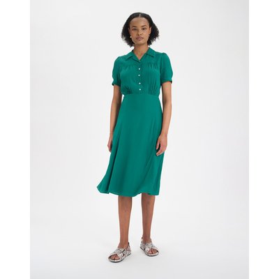 Robe Angèle motifs feuilles de chêne vertes INES DE LA FRESSANGE PARIS