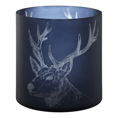 Large Blue Stag Glass Hurricane Candle Holder SO'HOME