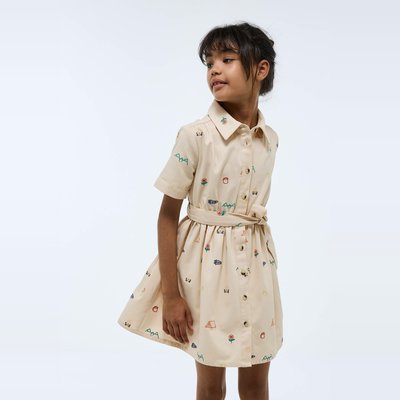 Robe boutonnée brodée en jean MONOPRIX