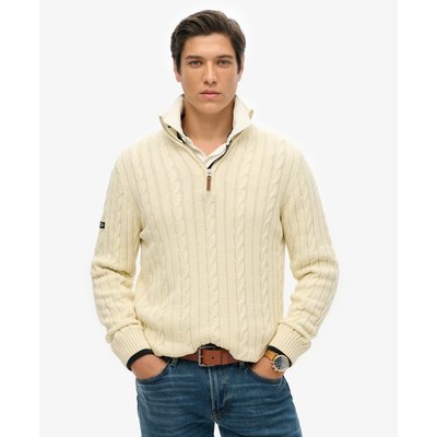 Pull en coton torsadé à col zippé Classic SUPERDRY
