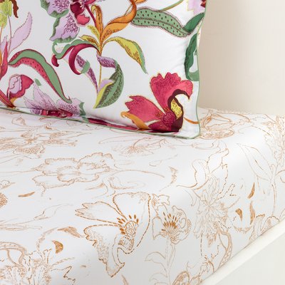Drap housse en percale de coton beige, AMALFIA OLIVIER DESFORGES