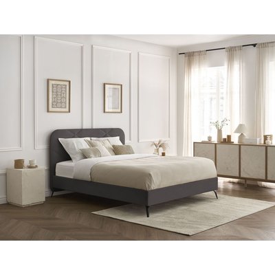 Lit bois et panneaux de particules revêtement tissu, PRUNE BOBOCHIC
