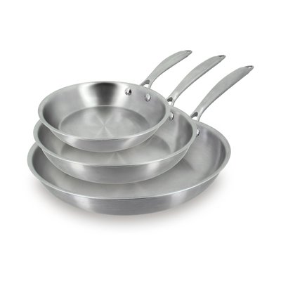 Set de 3 poêles en acier inoxydable, TRIPLY MENASTYL